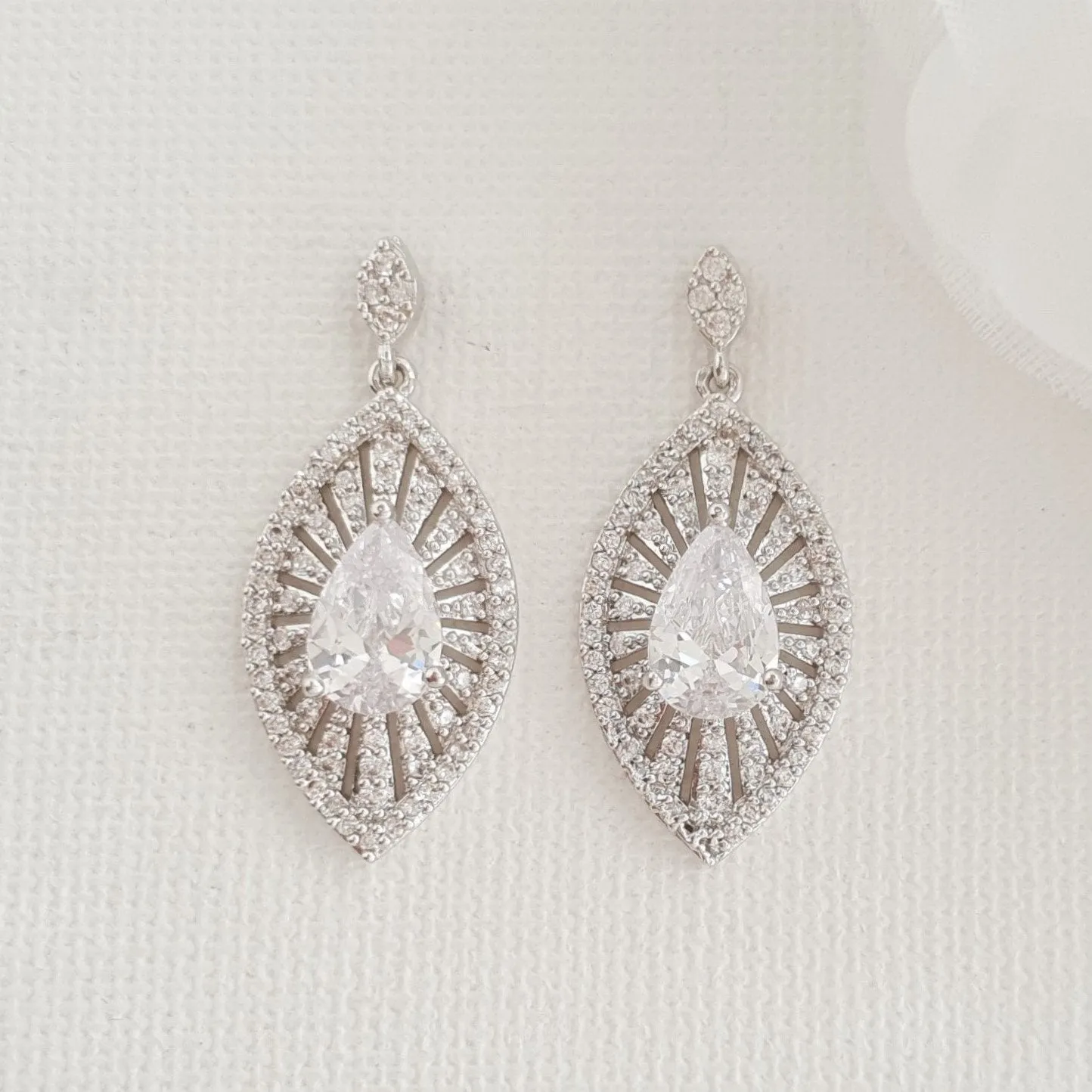 Short Drop Bridal Earrings-Zoey