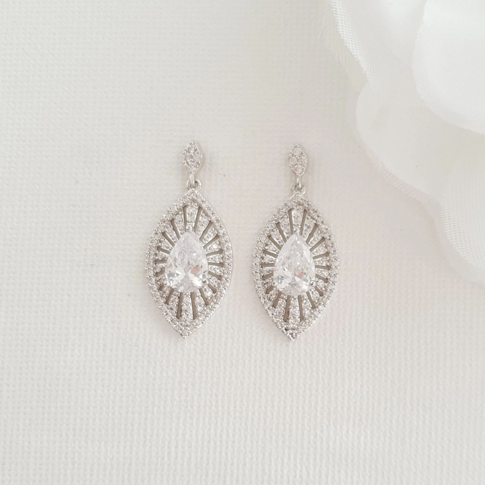 Short Drop Bridal Earrings-Zoey