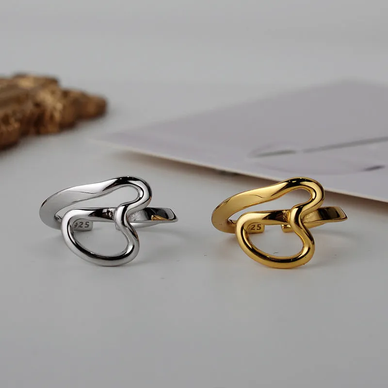 Silver Multi-Layered Skeleton Adjustable Irregular Band Ring