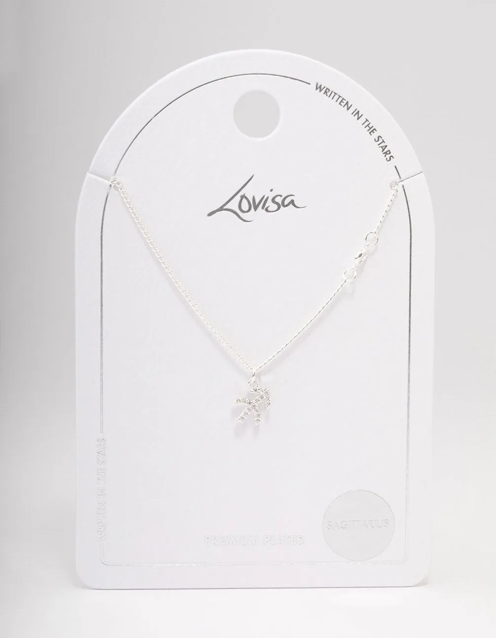 Silver Plated Sagittarius Necklace With Cubic Zirconia Pendant