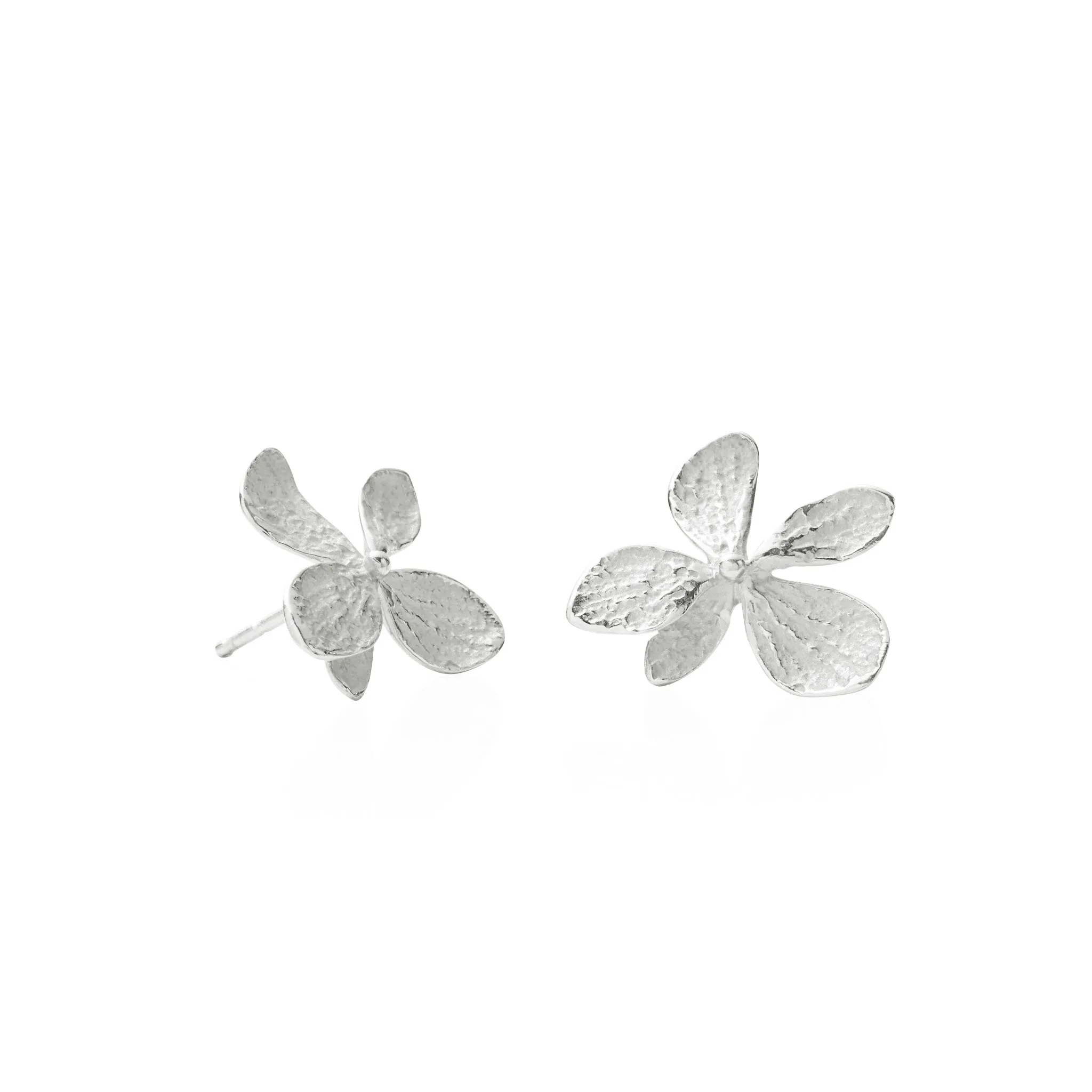 Silver Single Hydrangea Stud Earrings