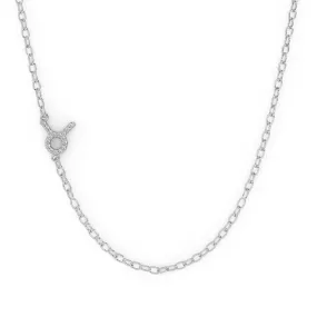 Silver Taurus Pave Zodiac Necklace