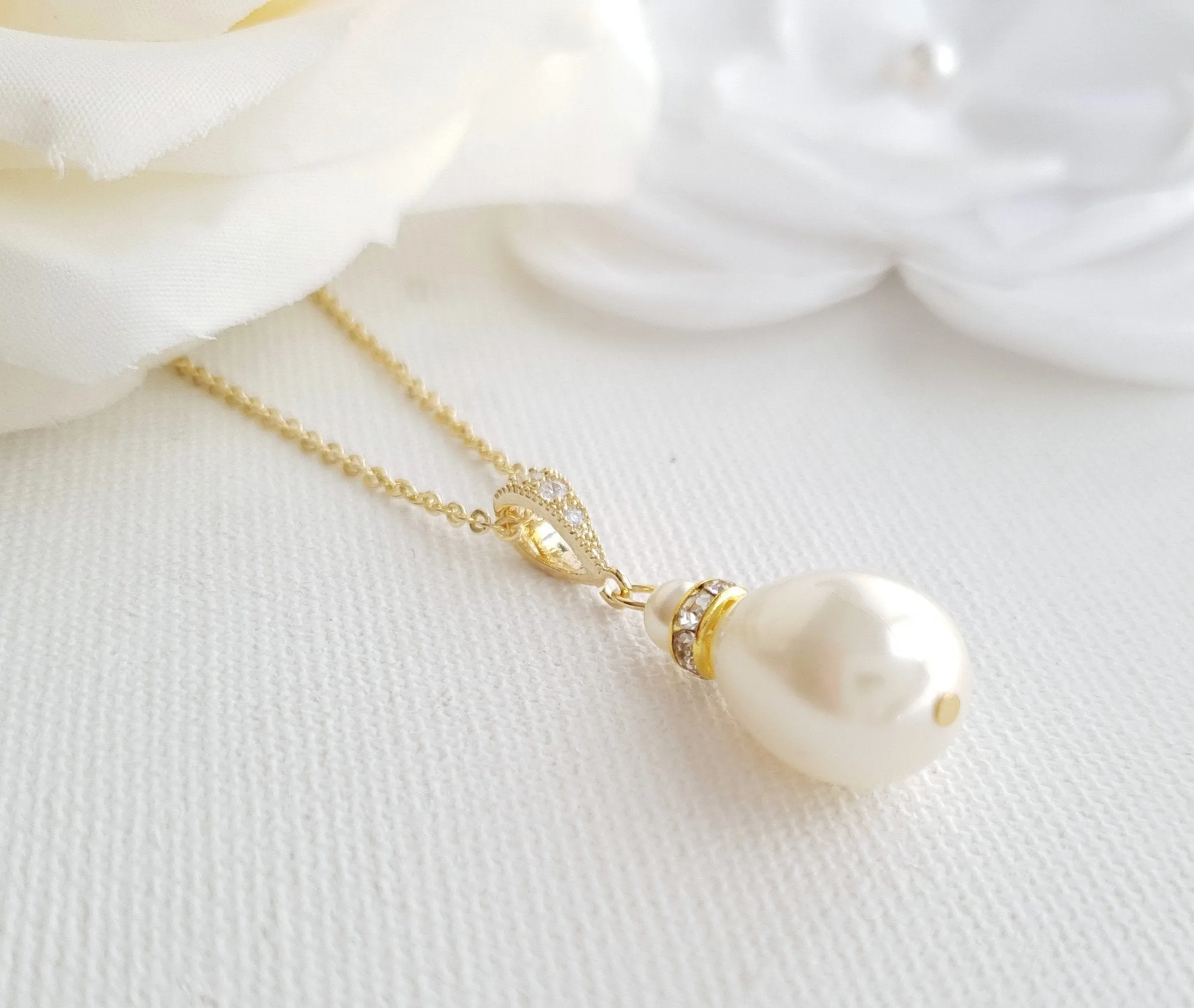 Simple Pearl Wedding Necklace For Brides & Bridesmaids-Penelope