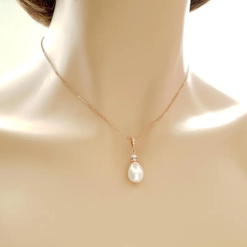 Simple Pearl Wedding Necklace For Brides & Bridesmaids-Penelope