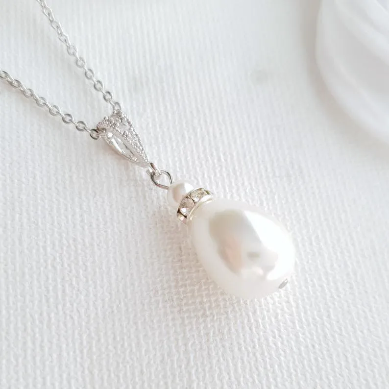 Simple Pearl Wedding Necklace For Brides & Bridesmaids-Penelope