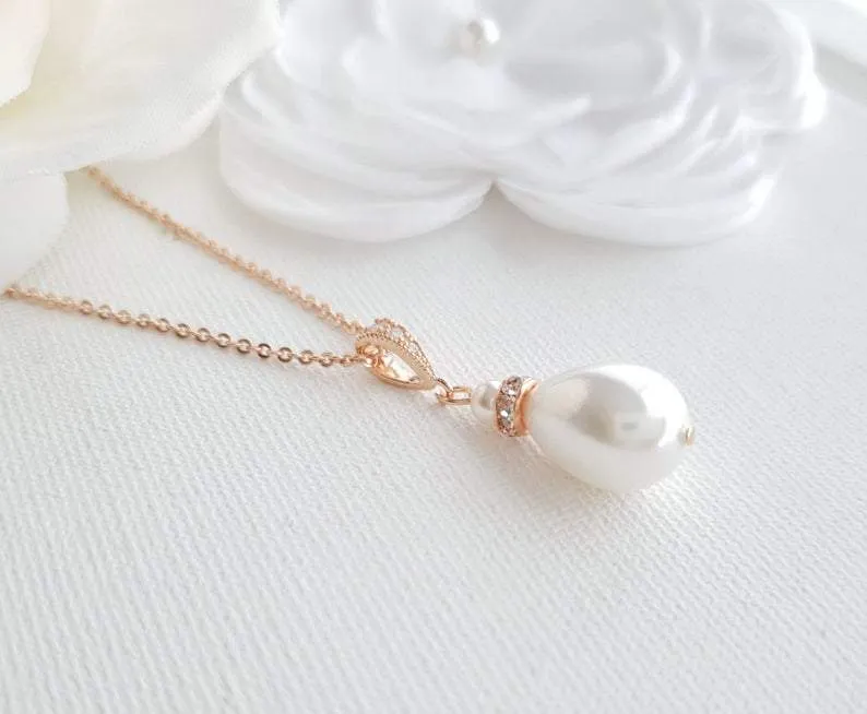 Simple Pearl Wedding Necklace For Brides & Bridesmaids-Penelope