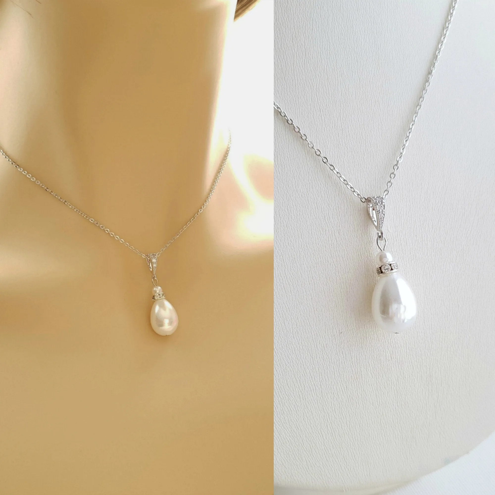 Simple Pearl Wedding Necklace For Brides & Bridesmaids-Penelope