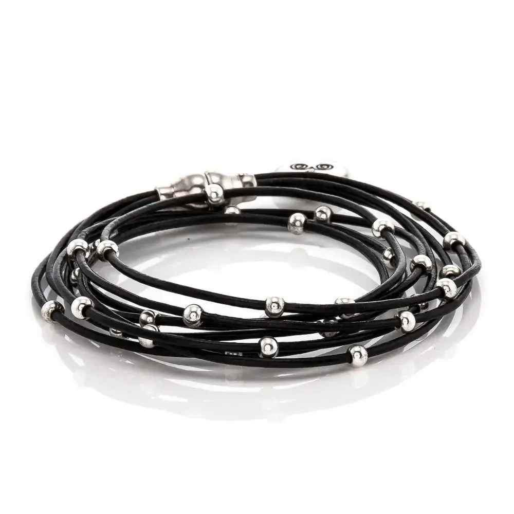 Spanish Leather Twinkling Stars Wrap Bracelet