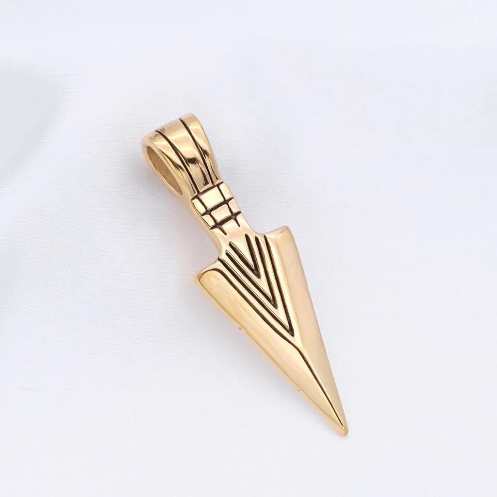 Stainless Steel Arrowhead Pendant - Gold