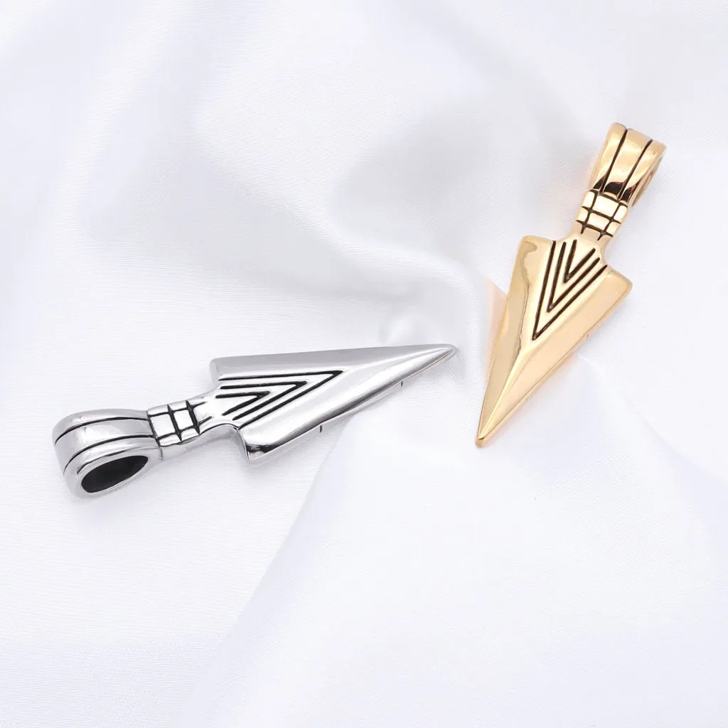 Stainless Steel Arrowhead Pendant - Gold