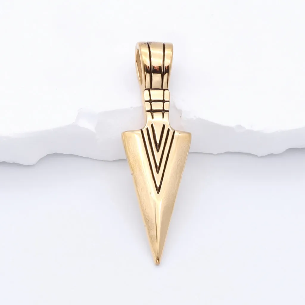 Stainless Steel Arrowhead Pendant - Gold