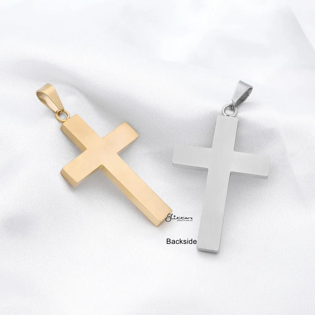 Stainless Steel Hammered Cross Pendant - Gold