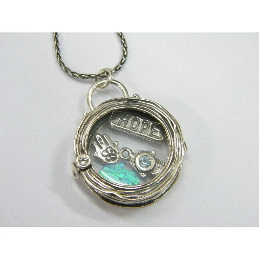 Sterling Silver necklace Hope message gift for Mom gift for beloved Hamsas