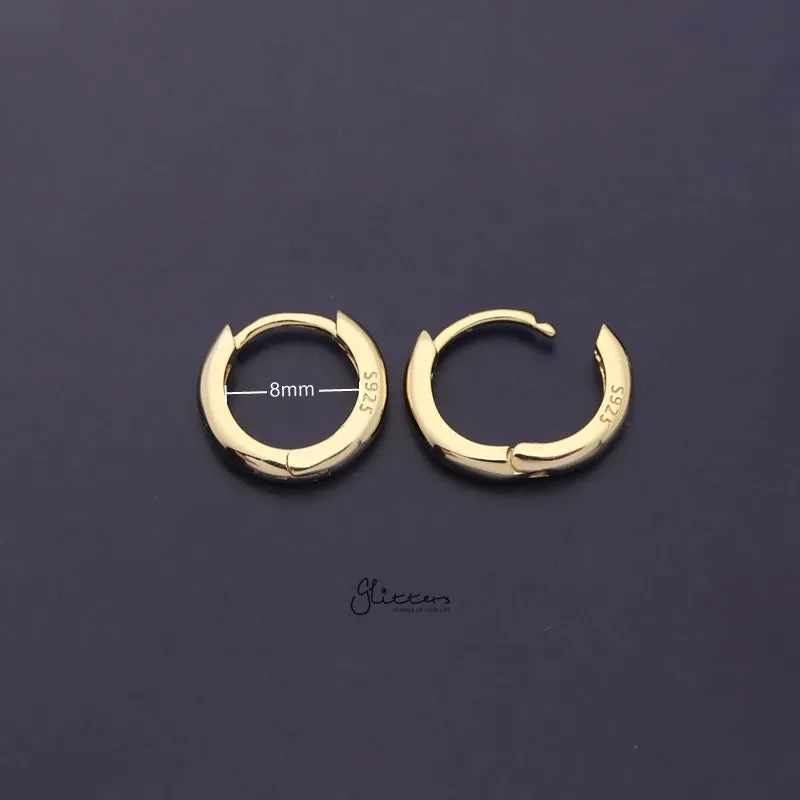 Sterling Silver One-Touch Huggie Hoop Earrings - Gold