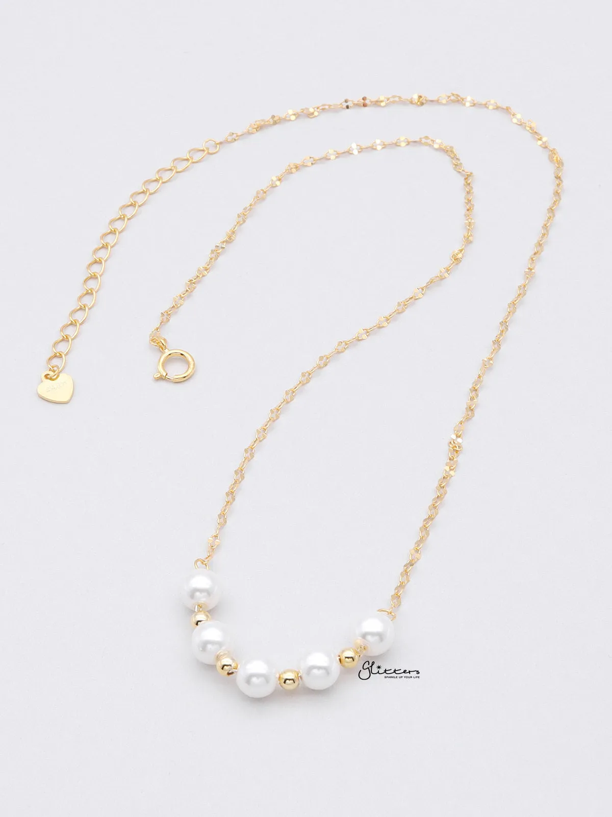 Sterling Silver Pearls Choker Necklace - Gold