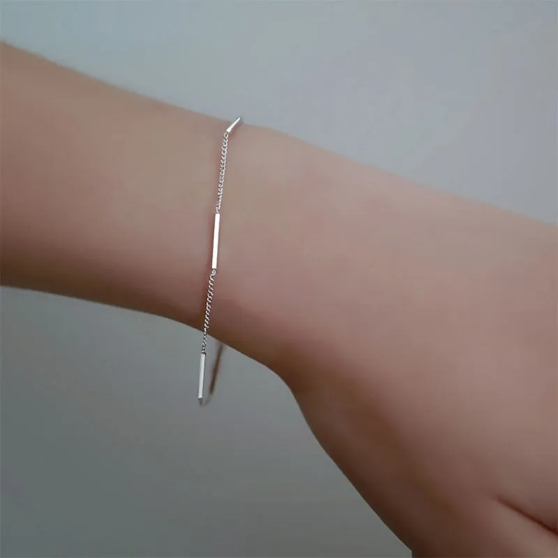 Sterling Silver Square Shiny Bracelet