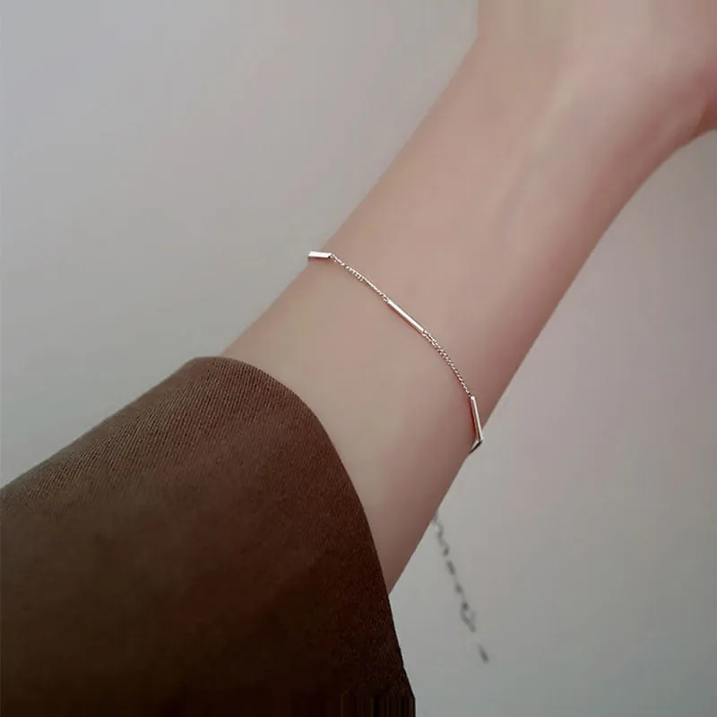 Sterling Silver Square Shiny Bracelet