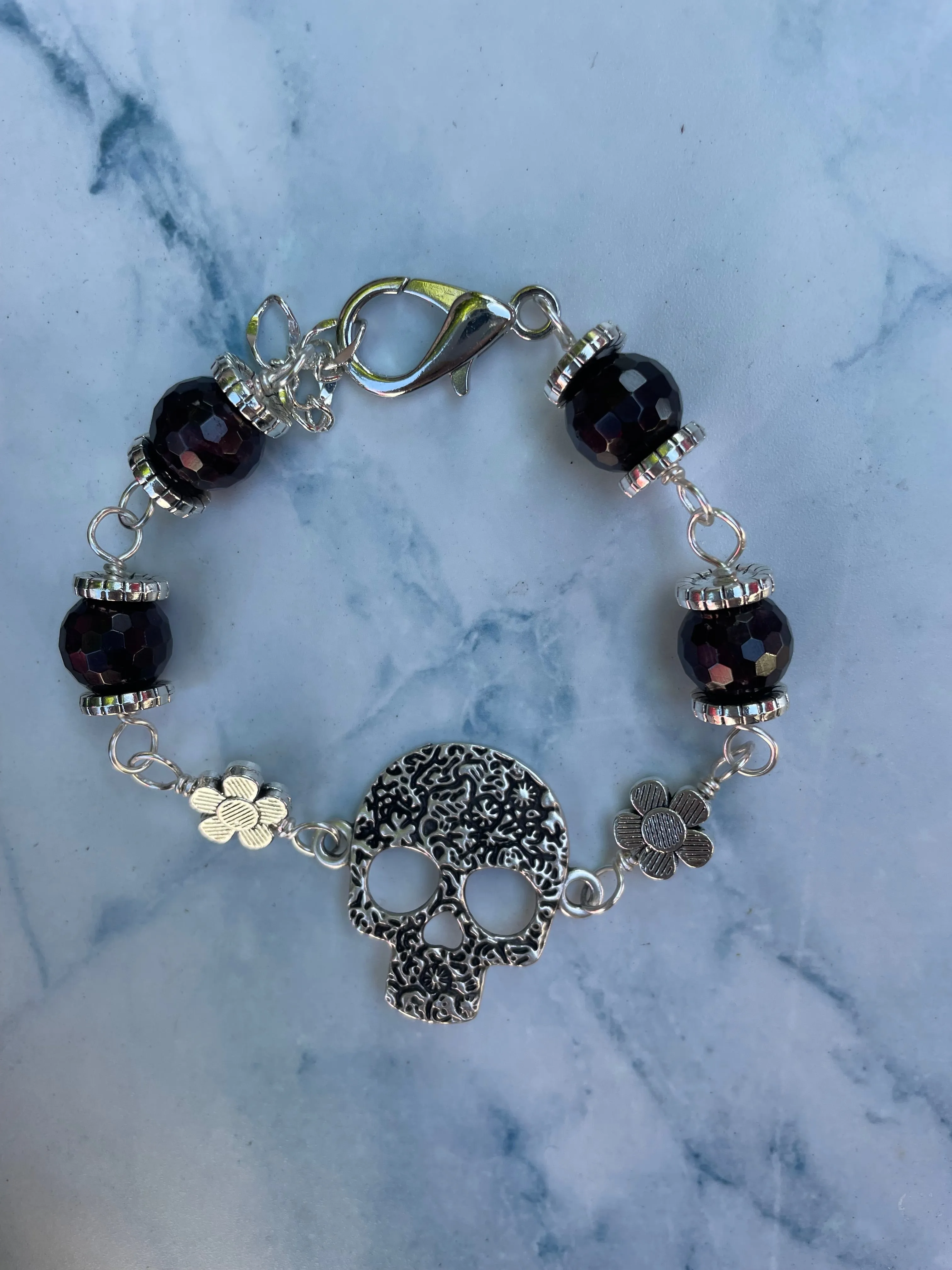 Sugar Skull and Gemstone Bracelets