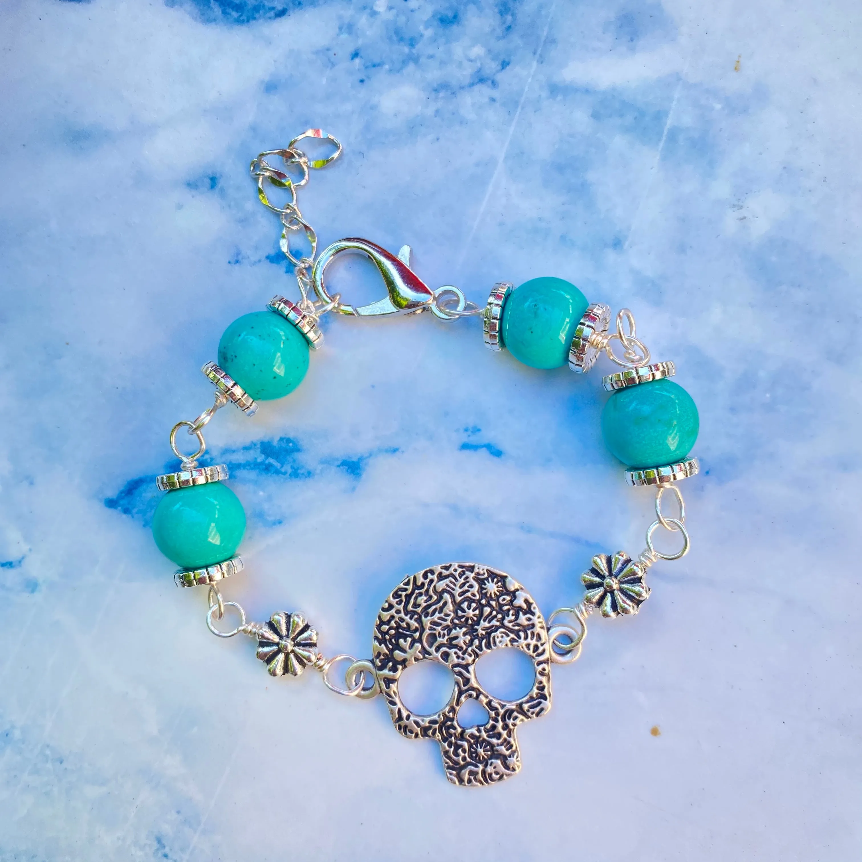 Sugar Skull and Gemstone Bracelets