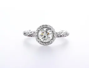 Swirl Round Halo Engagement Ring (1.13Ctw)