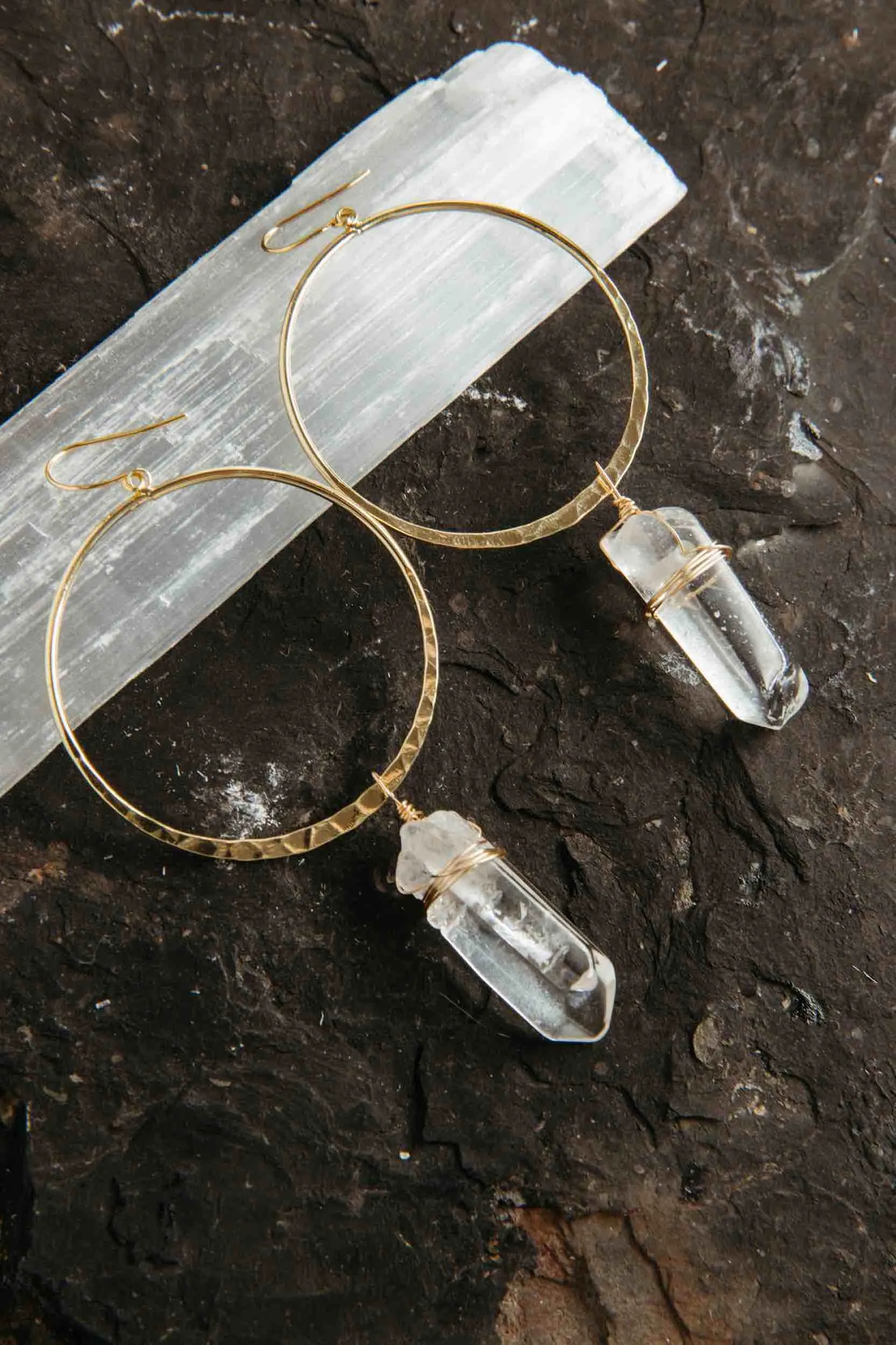 The Journey Quartz Gold Hoop Earrings