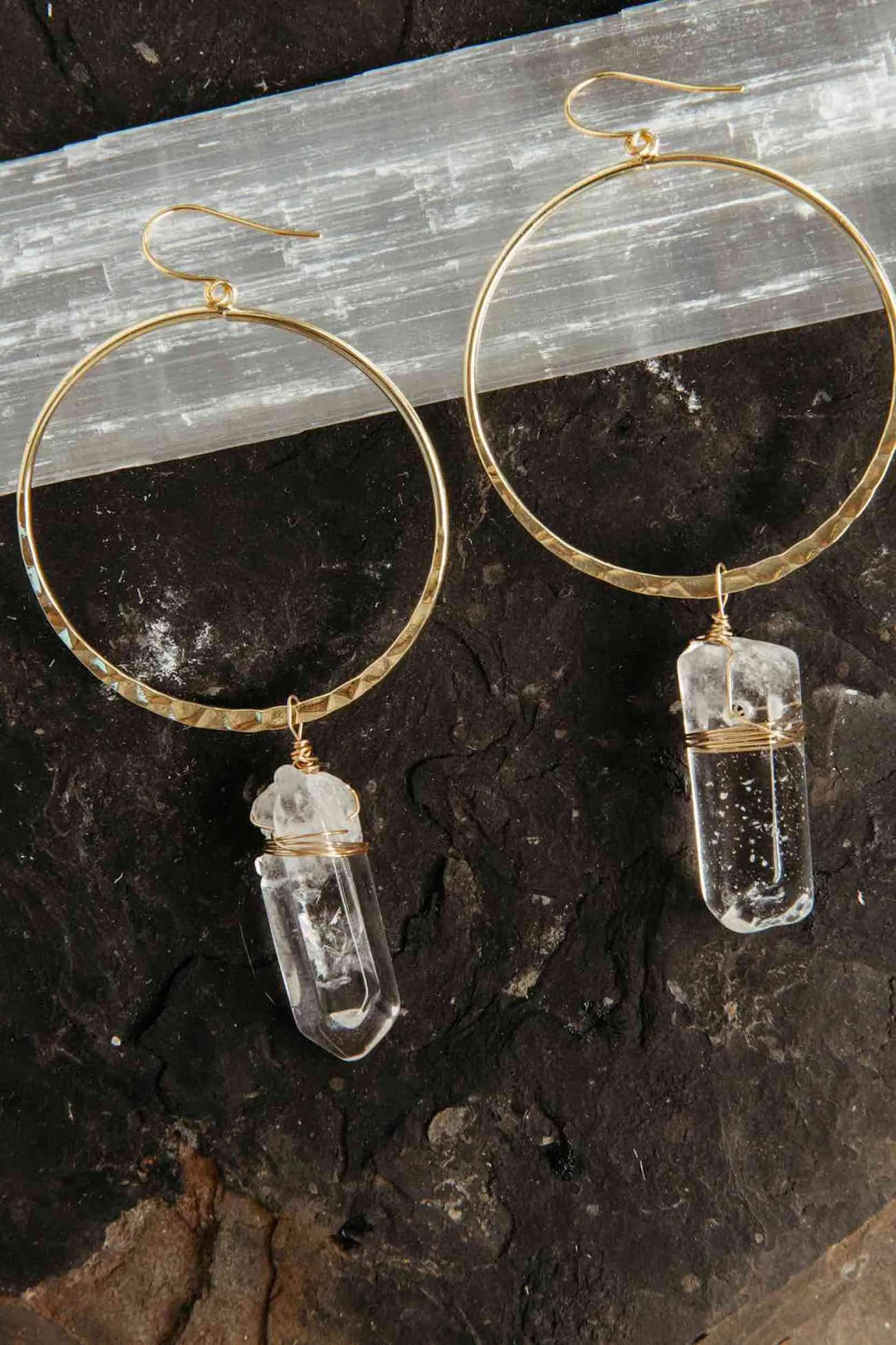 The Journey Quartz Gold Hoop Earrings