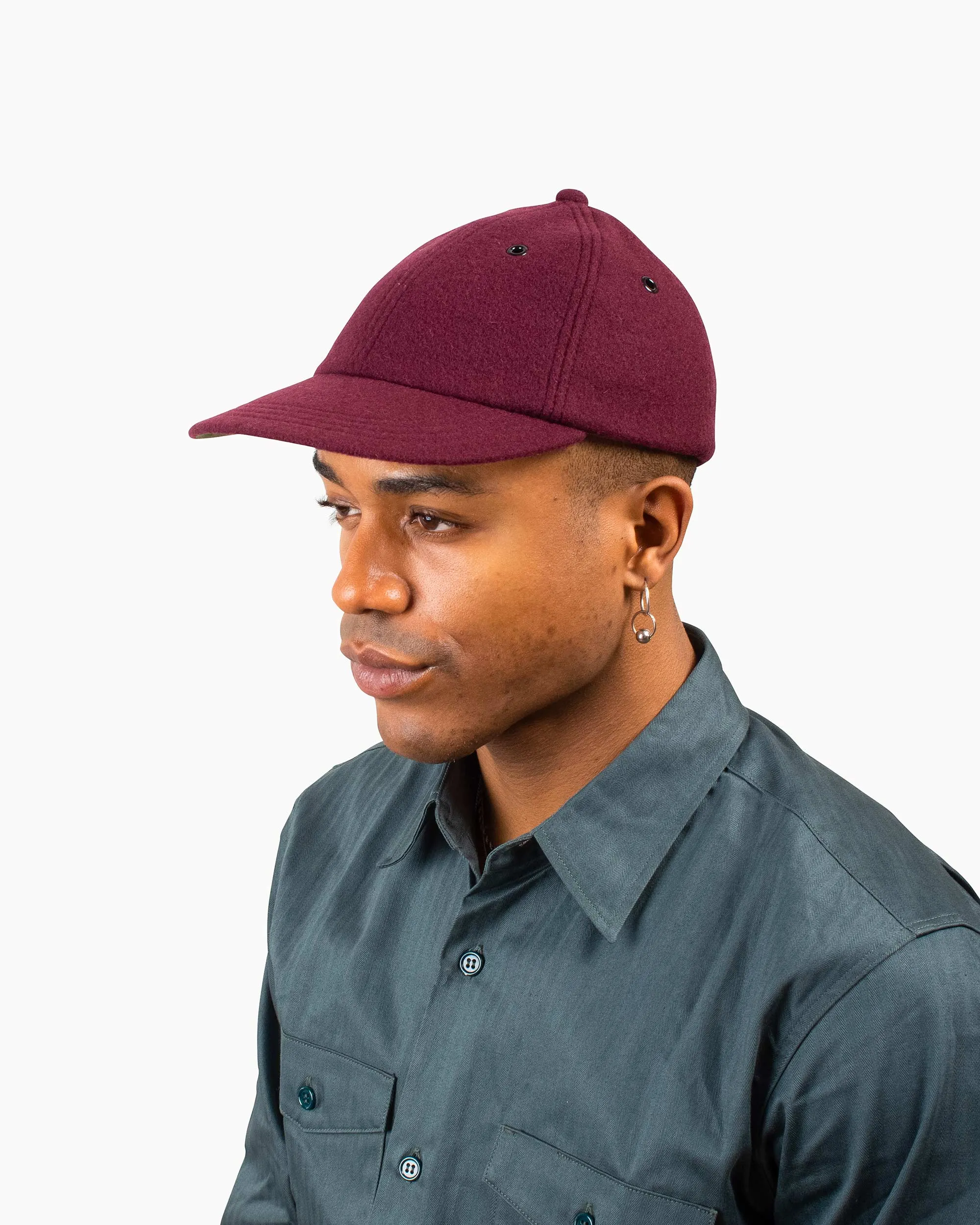 The Real McCoy's MA22105 Wool Baseball Cap Burgundy