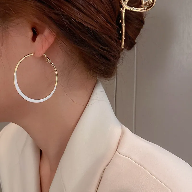 Trendy Enamel Unique Big Hoops