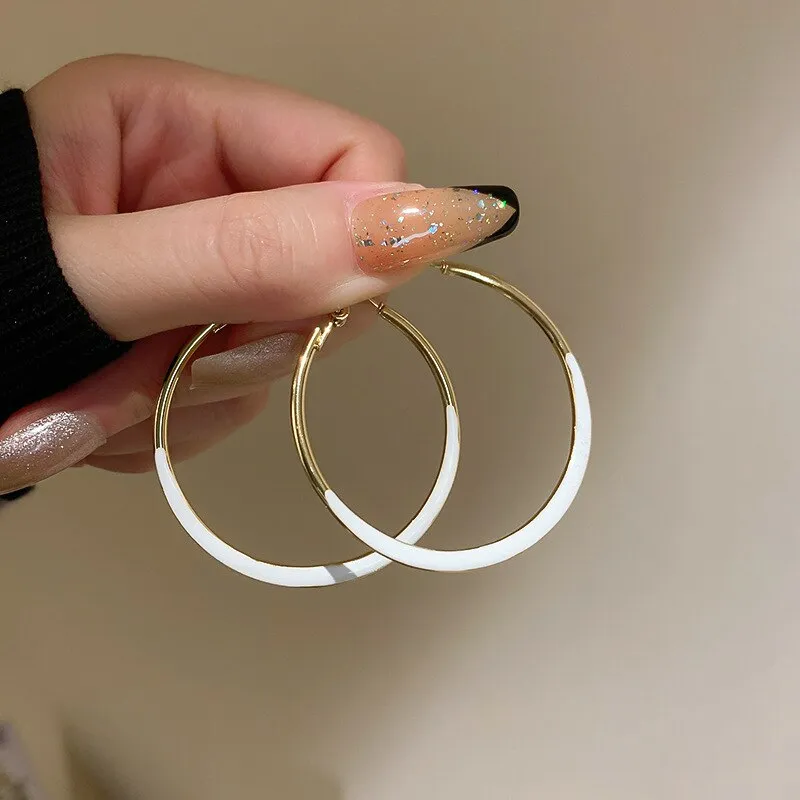 Trendy Enamel Unique Big Hoops