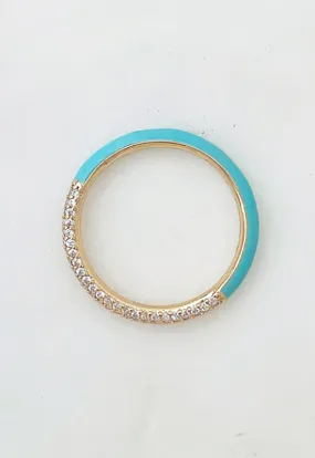 Turquoise Enamel & Cubic Zirconia Band Ring