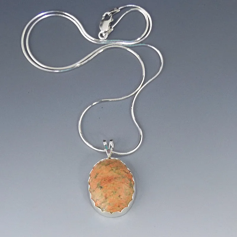 Unakite Jasper, Artisan Cabochon Necklace