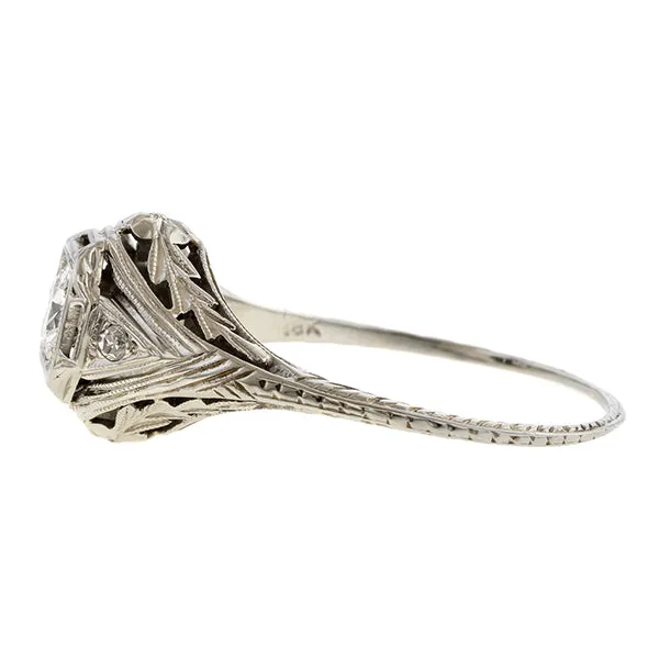 Vintage Filigree Diamond Engagement Ring, Old Euro 0.30ct.