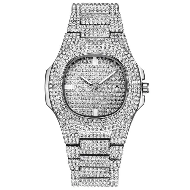 Watch  Chain Bracelet Bling Iced Out Crystal 15MM Paved Rhinestone Zircon Set for Men