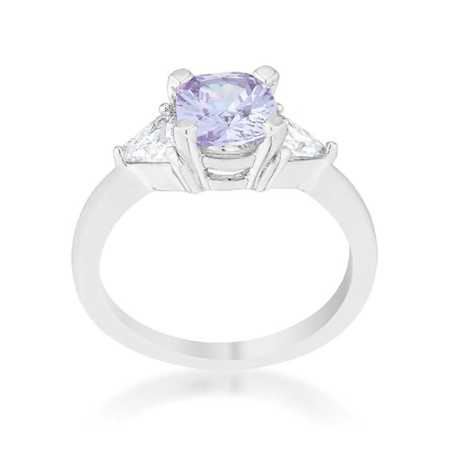 WildKlass 1.8ct Lavender CZ Rhodium Plated Cushion Classic Statement Ring