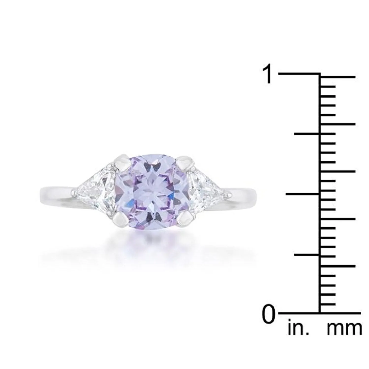 WildKlass 1.8ct Lavender CZ Rhodium Plated Cushion Classic Statement Ring