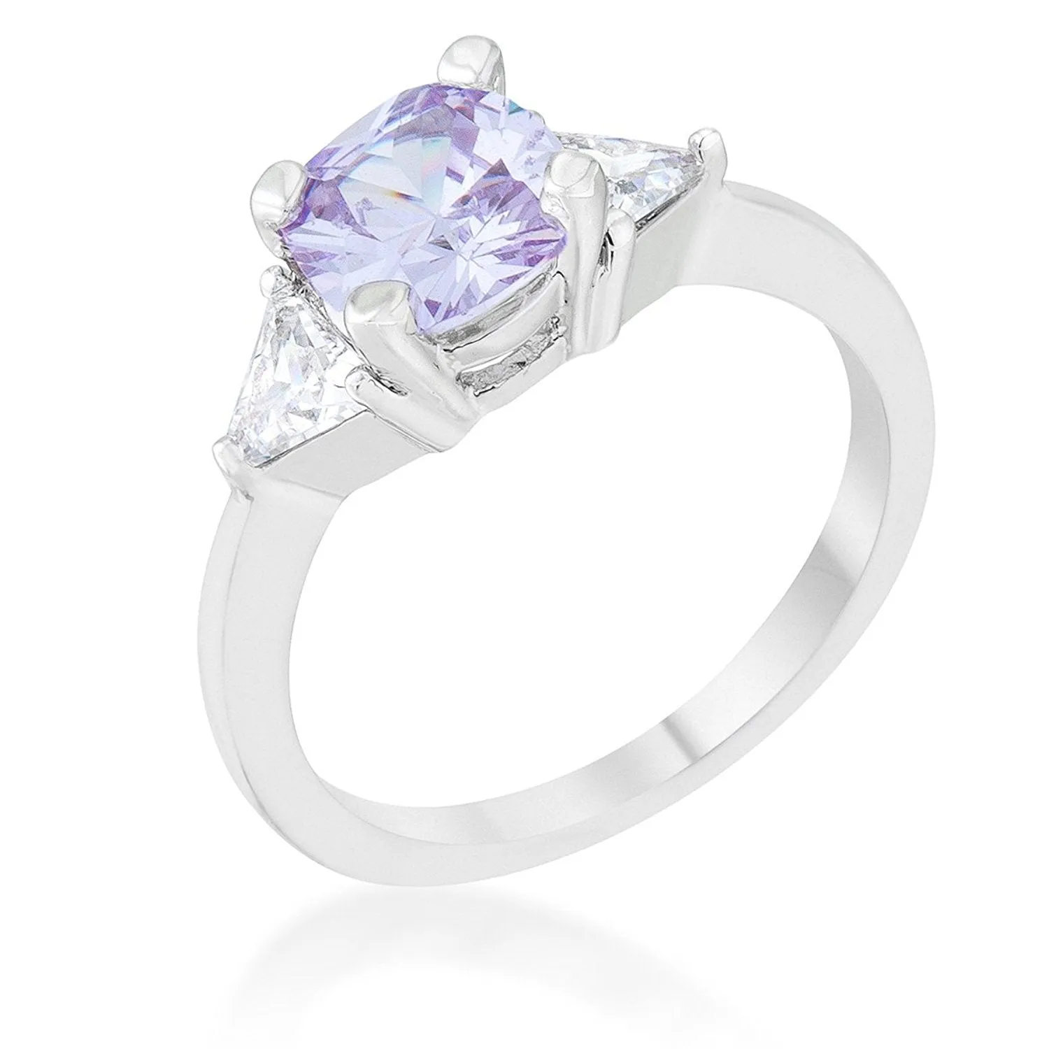 WildKlass 1.8ct Lavender CZ Rhodium Plated Cushion Classic Statement Ring