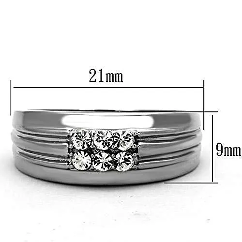 WildKlass Stainless Steel Ring Wedding High Polished (no Plating) Men Top Grade Crystal Clear