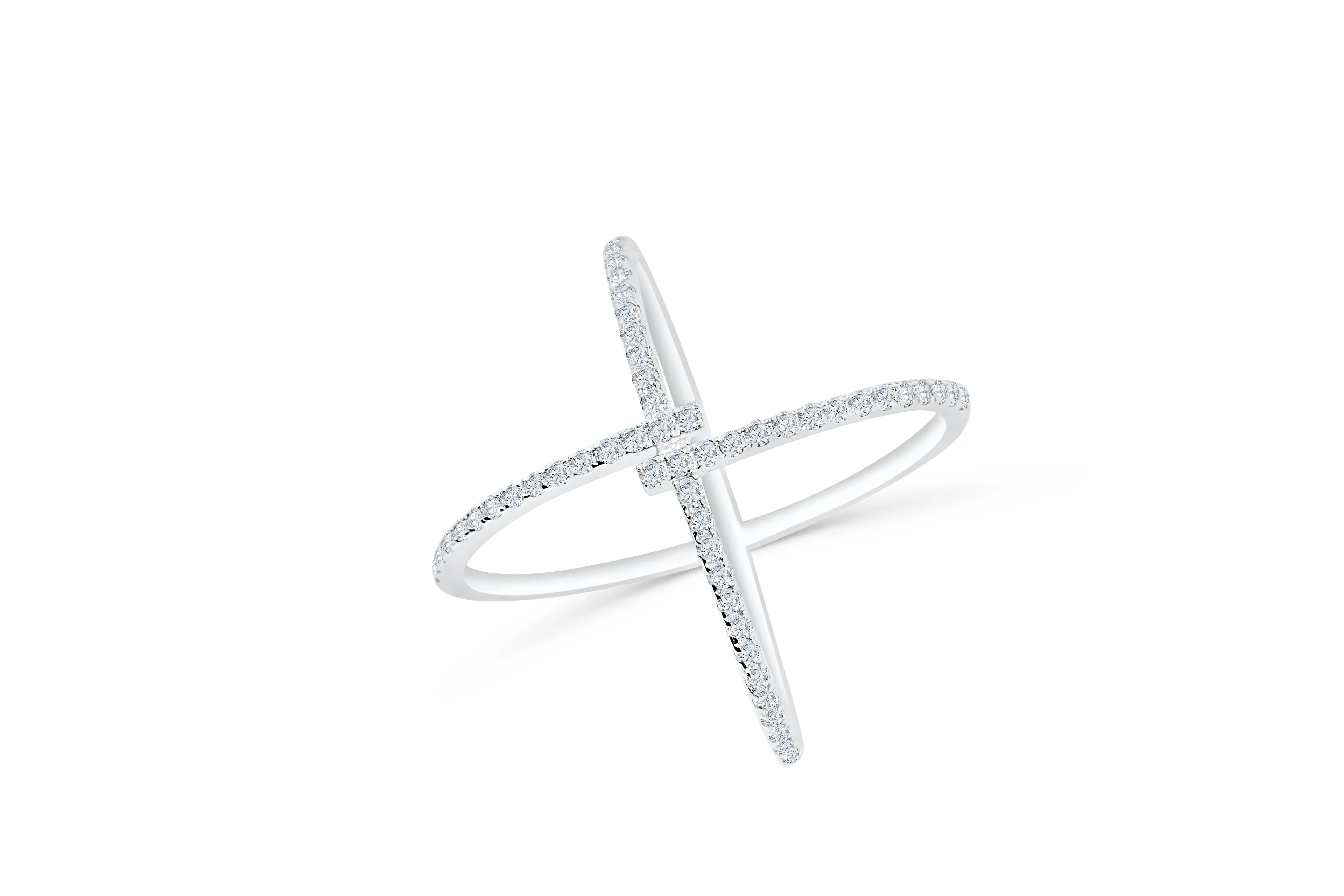 X Cross Diamond Ring 0.53 ct tw Round-cut 14K White Gold DIR006