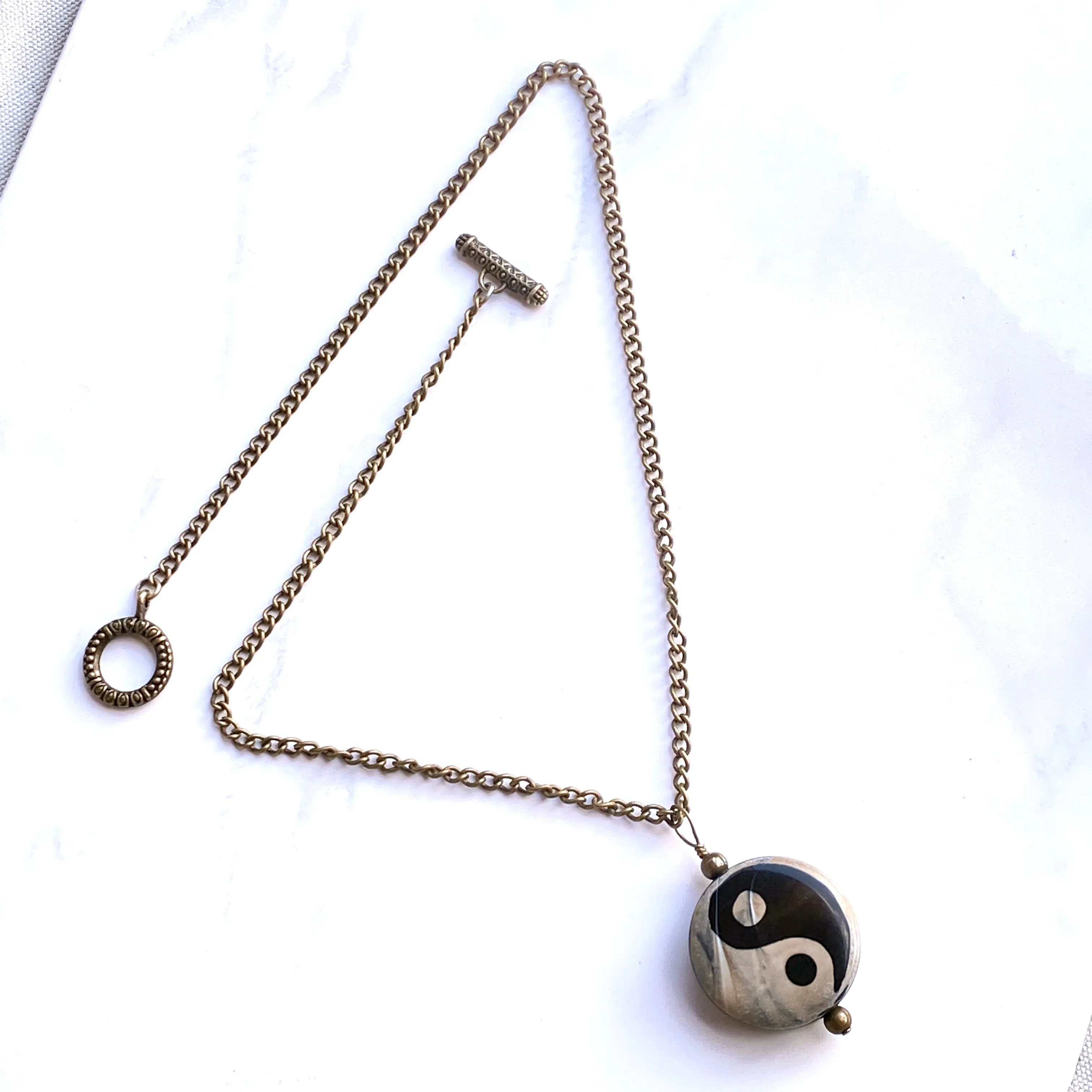 Yin Yang necklace on Brass Chain