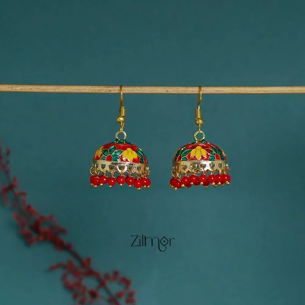 ZI1011292- Meenakari Jumkha Hoop Earrings