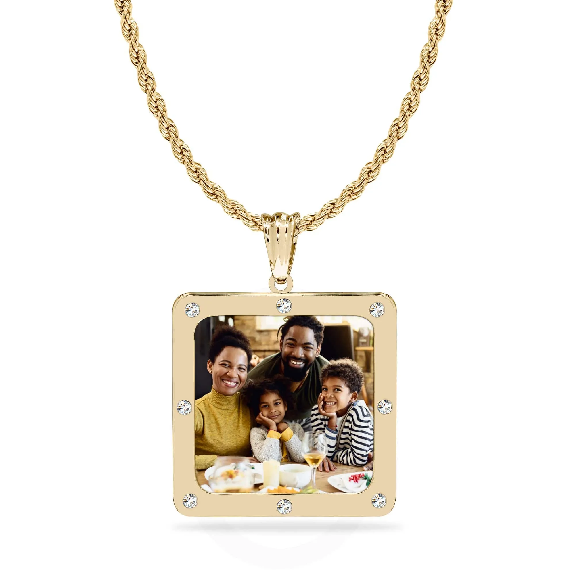 Zirconia Square Photo Pendant