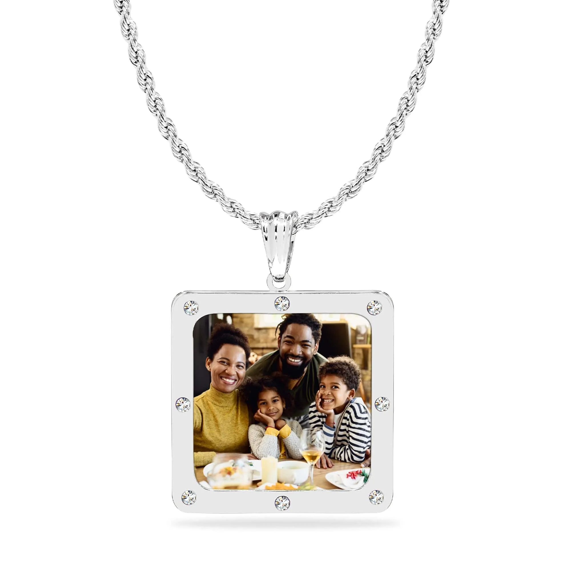 Zirconia Square Photo Pendant